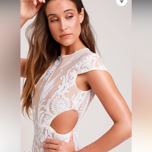 NWT Emily sequin beaded cutout gown - Picture 2 of 4